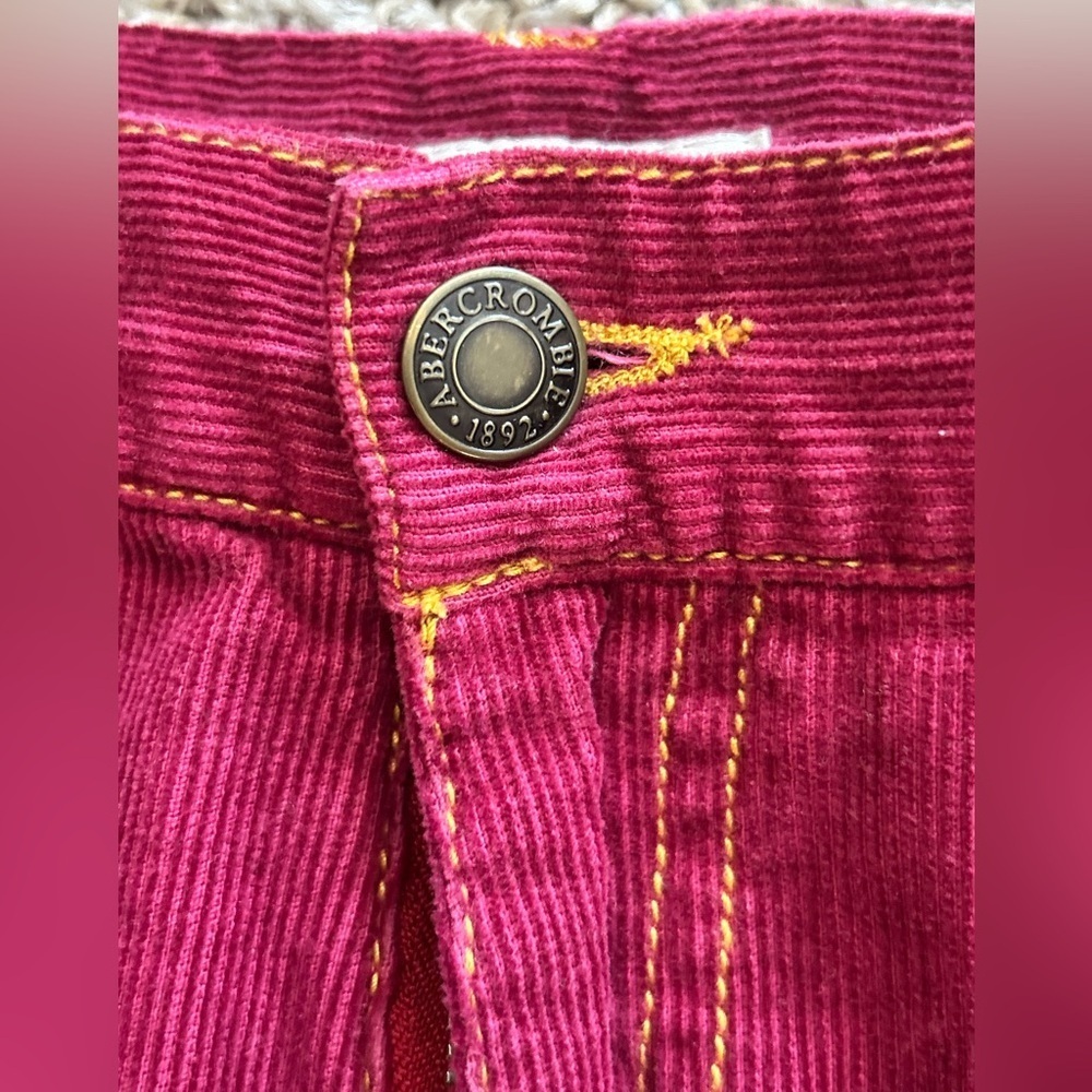Vintage Y2K Abercrombie & Fitch Corduroy Flare Pants Burgundy - Size 8 - Picture 4 of 7